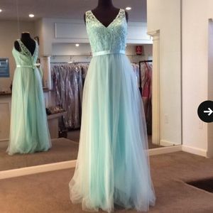 Elegant Full Length Tulle W/ Beaded Embroidery